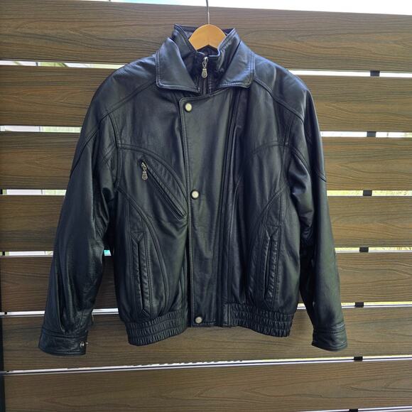 Sergio Vadducci Men's Black Leather Motorcycle Jacket Size Small Zip Snap - Picture 10 of 16